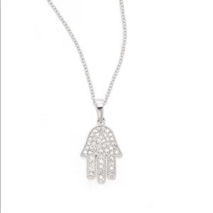 $1885 EFFY 14K white gold necklace hamsa diamond pendant Hand of Fatima box